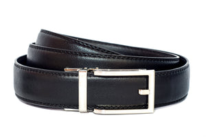 Black Leather Strap-Shiny Finish Buckle