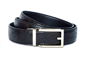 Black Snake Skin Leather Strap-Shiny Finish Buckle