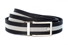 Load image into Gallery viewer, Black White Canvas Strap-Shiny Finish Buckle
