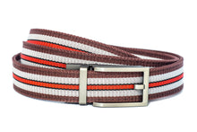 Load image into Gallery viewer, BrownWhiteRedStripedCanvasStrap-PowderFinishBuckle
